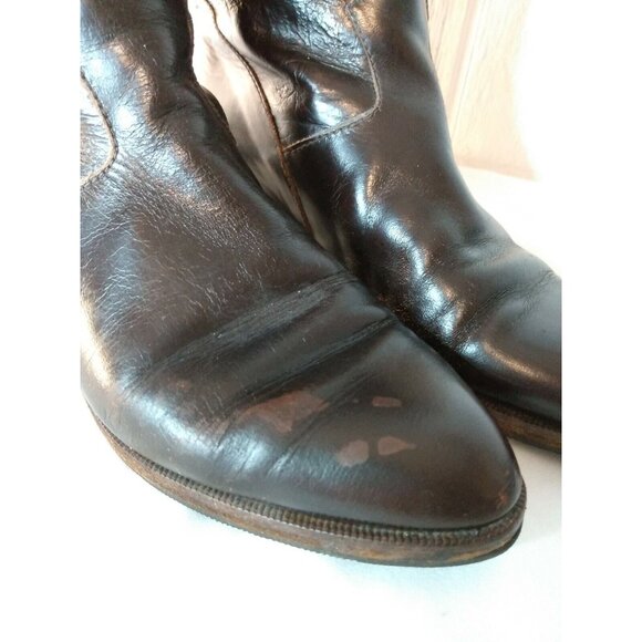 Charles David Women's Sz 7 B Brown Leather Riding Boots Vibram Soles FLAWS - Picture 11 of 12